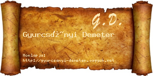 Gyurcsányi Demeter névjegykártya